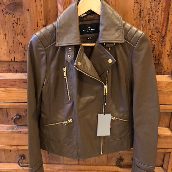 Andrew Marc Brown Leather Jacket - Picture 1 of 9
